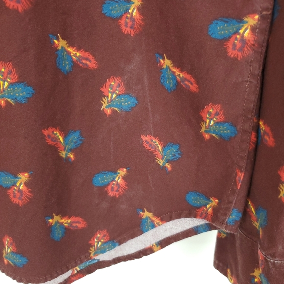 Obey Propaganda Long Sleeve Feather Print Button Down Shirt - Picture 6 of 12